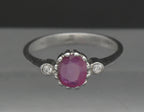 Vintage Ruby and CZ Sterling Silver Ring - Size 5.25