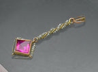 Antique 14k Gold Synthetic Ruby and Seed Pearls Handmade Pendant AS IS