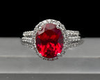 Vintage Synthetic Ruby and Zircon Sterling Silver Ring - Size 7