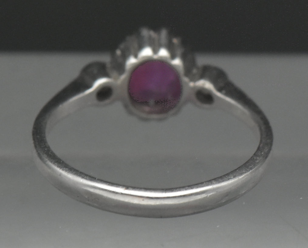 Vintage Ruby and CZ Sterling Silver Ring - Size 5.25