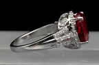 Vintage Synthetic Ruby and Zircon Sterling Silver Ring - Size 7