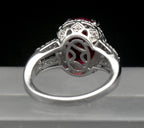 Vintage Synthetic Ruby and Zircon Sterling Silver Ring - Size 7
