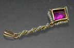 Antique 14k Gold Synthetic Ruby and Seed Pearls Handmade Pendant AS IS