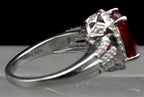 Vintage Synthetic Ruby and Zircon Sterling Silver Ring - Size 7