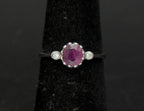 Vintage Ruby and CZ Sterling Silver Ring - Size 5.25