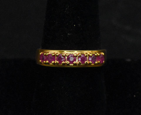 Ross-Simons - Vintage Gold Tone Sterling Silver Ruby Ring - Size 9