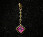 Antique 14k Gold Synthetic Ruby and Seed Pearls Handmade Pendant AS IS