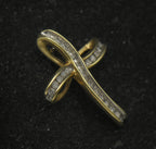 Vintage 10k and Diamonds Ribbon Cross Pendant