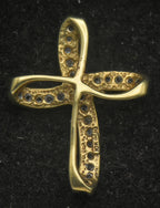Vintage 10k and Diamonds Ribbon Cross Pendant