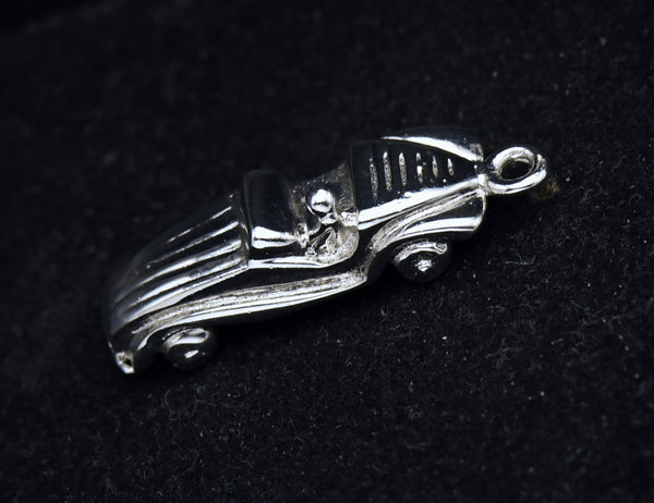 Vintage Old Roadster Car Silver Tone Metal Charm