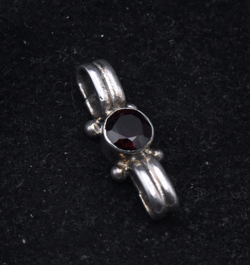 Vintage Handmade Sterling Silver Garnet Pendant