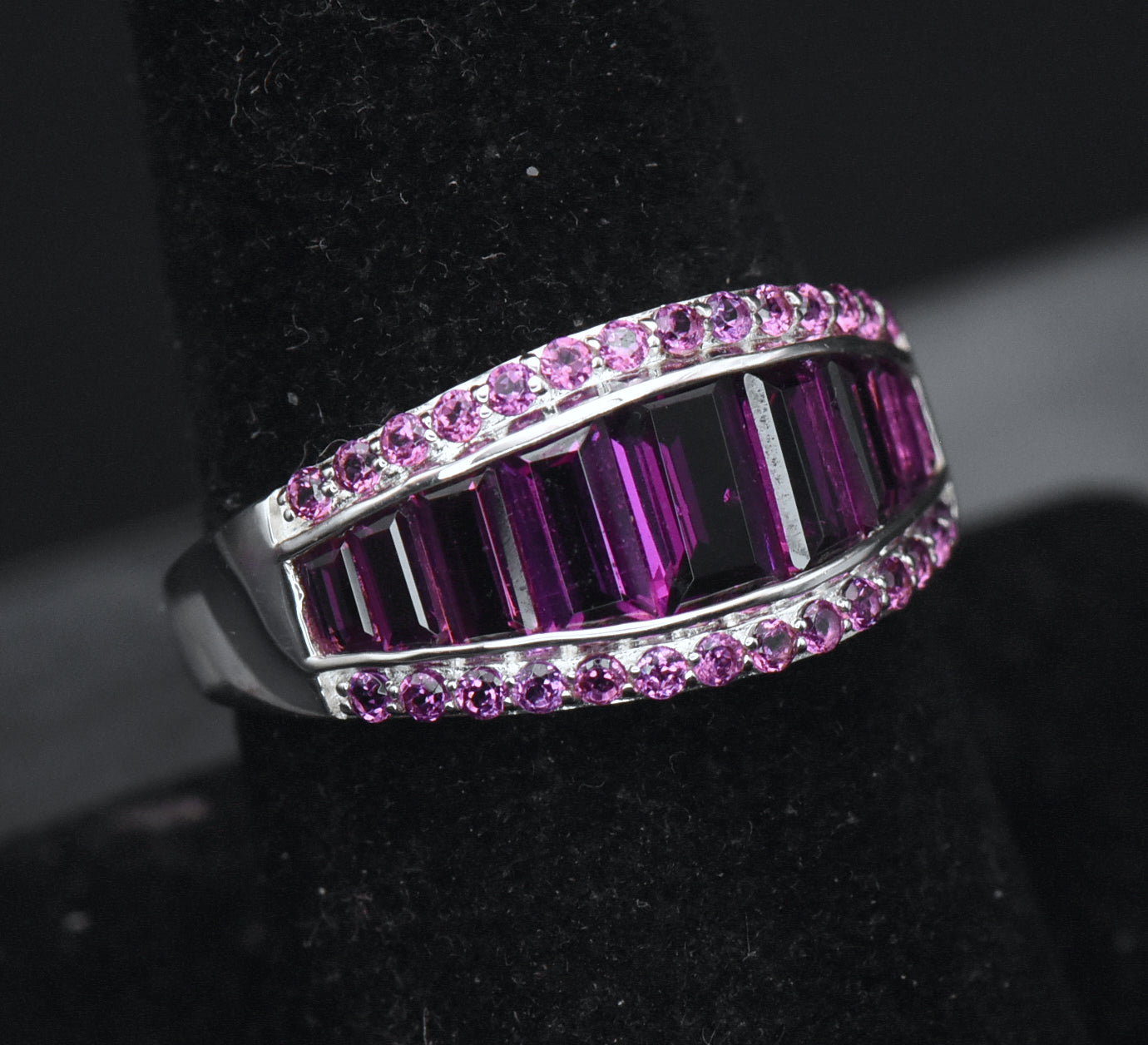 Vintage Rhodolite Sterling Silver Ring - Size 8