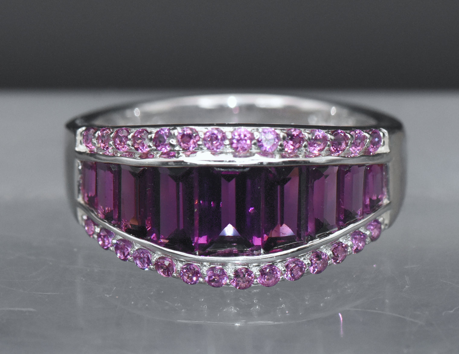 Vintage Rhodolite Sterling Silver Ring - Size 8