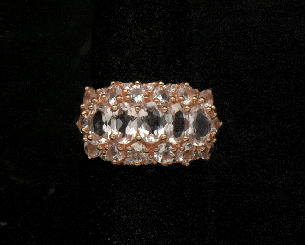 Vintage Morganite and Zircon Rose Gold Tone Sterling Silver Ring - Size 7