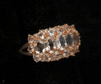 Vintage Morganite and Zircon Rose Gold Tone Sterling Silver Ring - Size 7