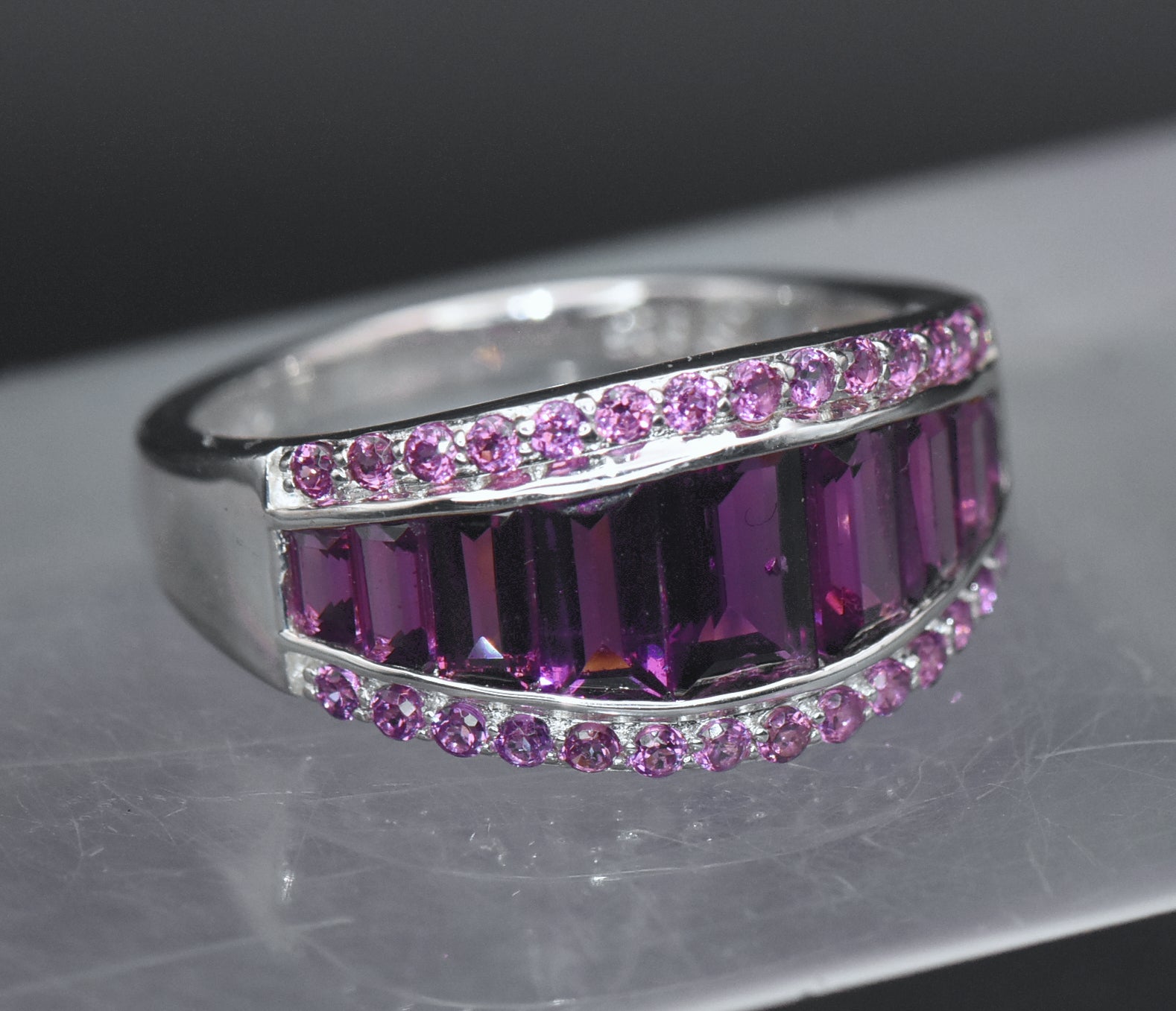 Vintage Rhodolite Sterling Silver Ring - Size 8