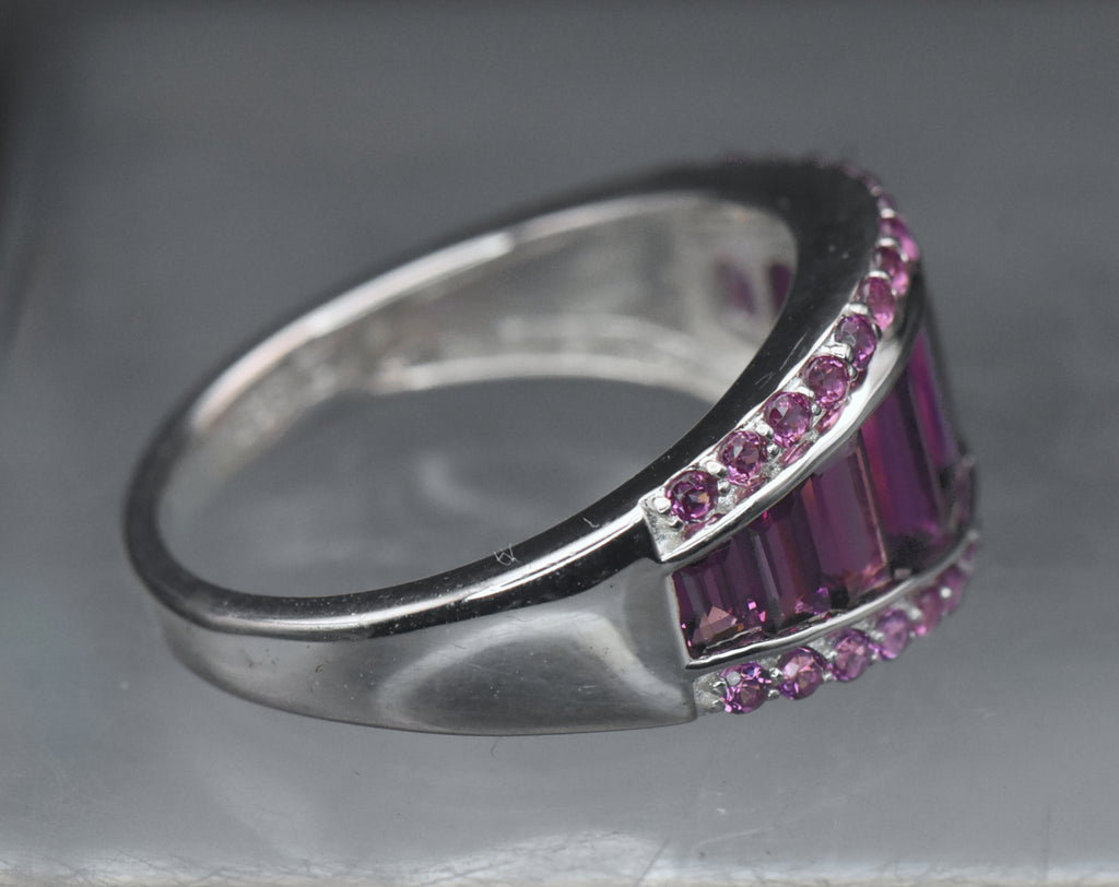 Vintage Rhodolite Sterling Silver Ring - Size 8