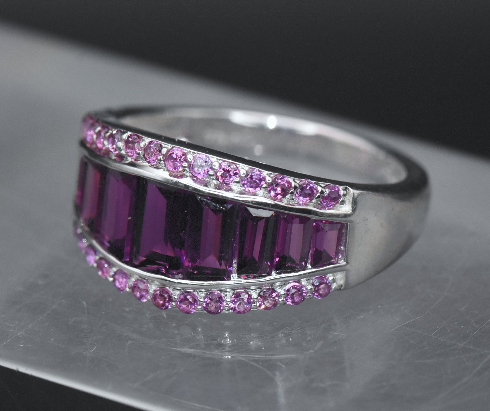 Vintage Rhodolite Sterling Silver Ring - Size 8