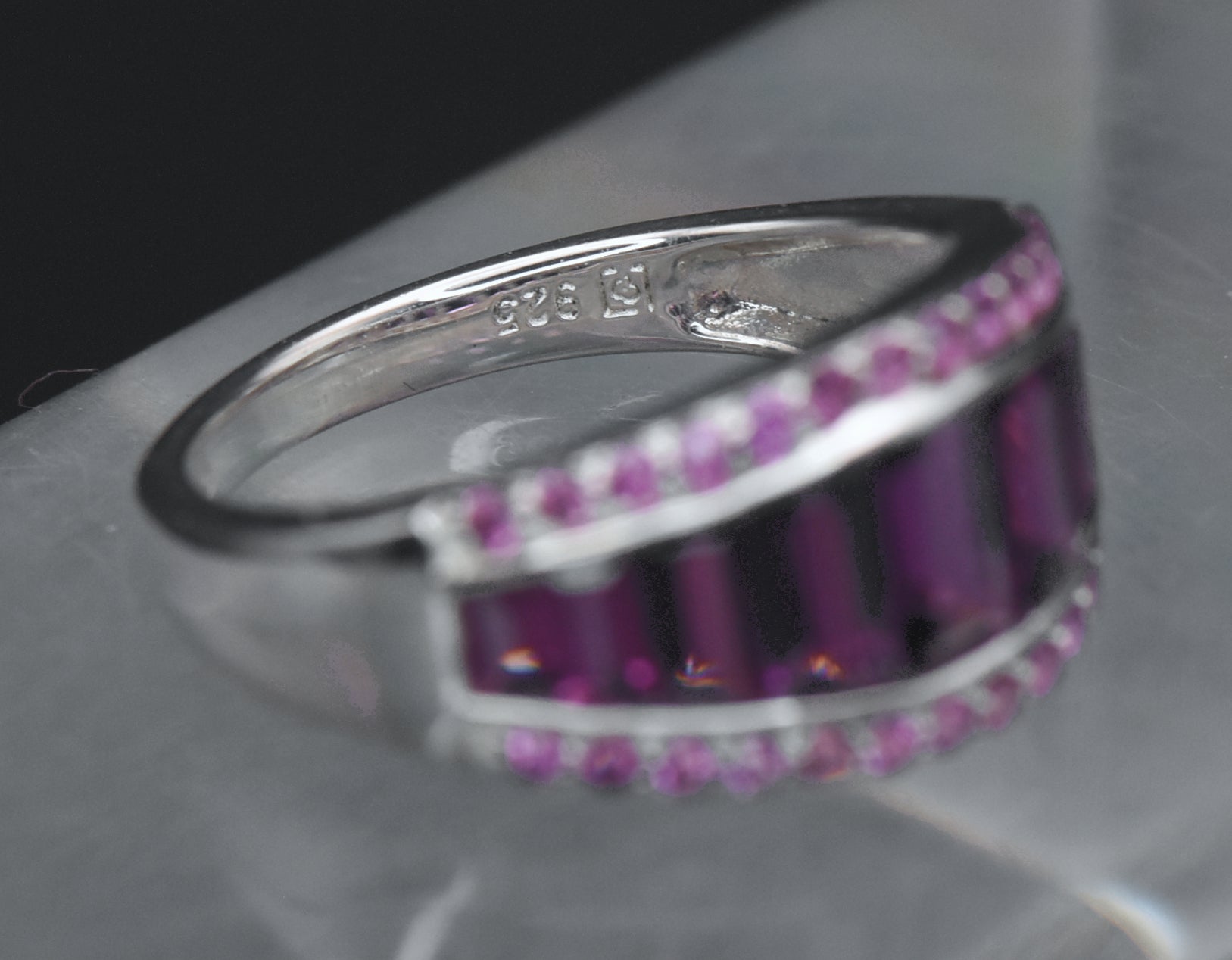 Vintage Rhodolite Sterling Silver Ring - Size 8