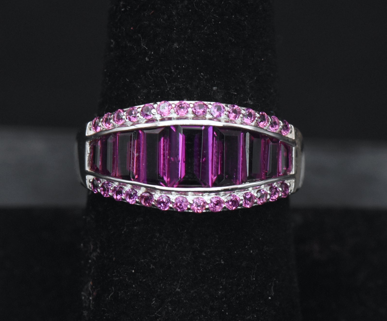 Vintage Rhodolite Sterling Silver Ring - Size 8