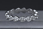 Sterling Silver Rhinestone Heart Band - Size 8.5