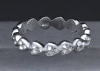 Sterling Silver Rhinestone Heart Band - Size 8.5