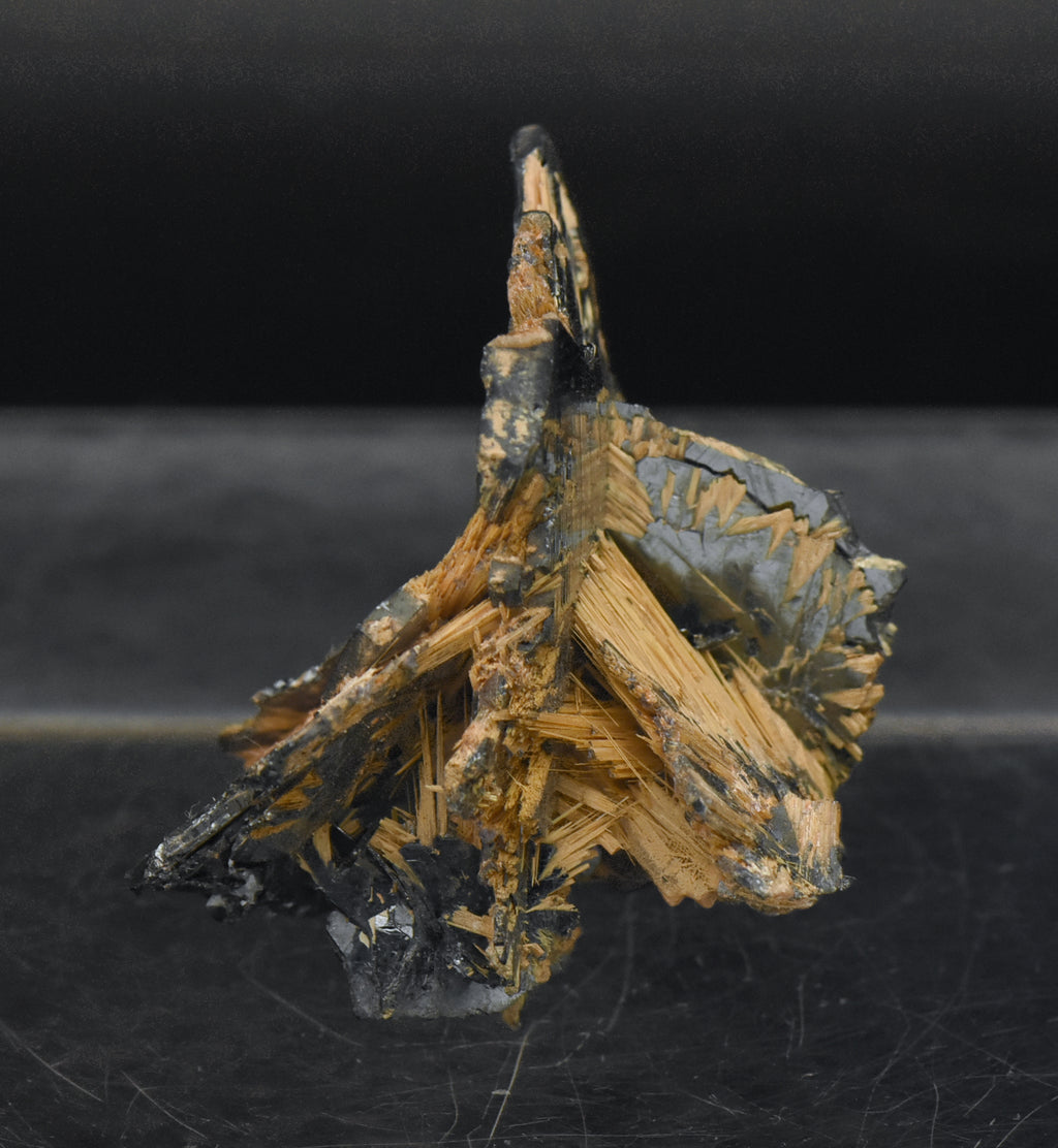 Golden Rutile with Hematite Mineral Specimen - Brazil
