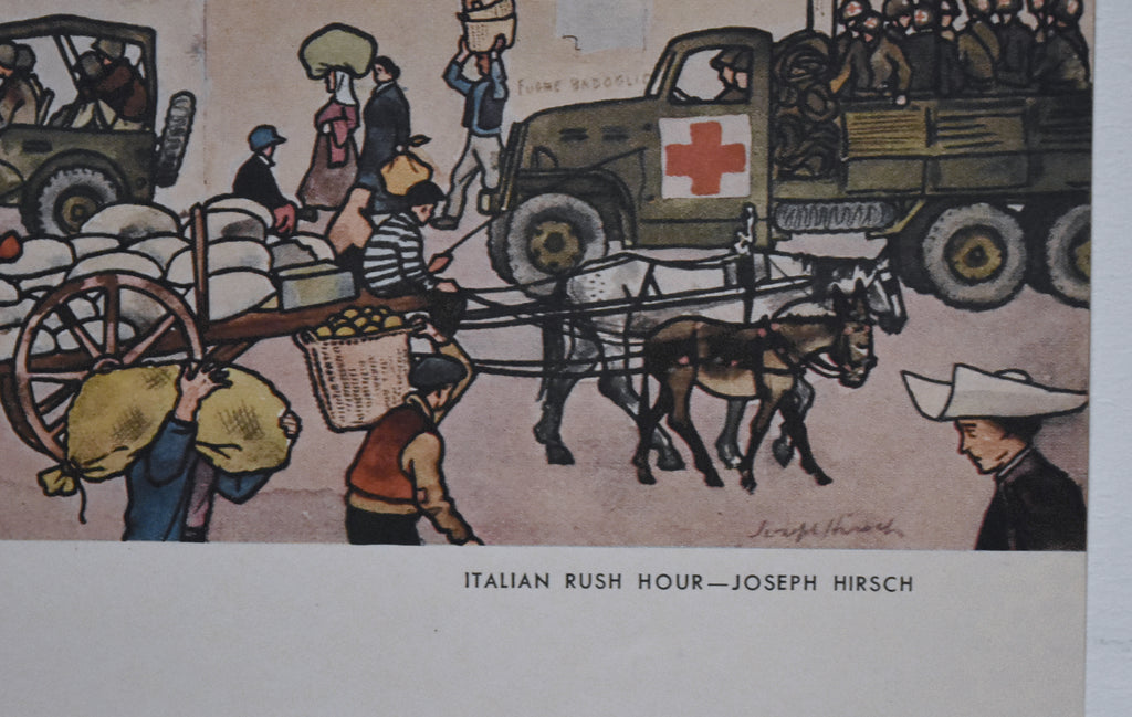 Vintage WWII Art Lithograph "Italian Rush Hour" by Joseph Hirsch