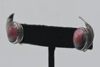 Vintage Handmade Rhodonite Sterling Silver Screw Back Earrings