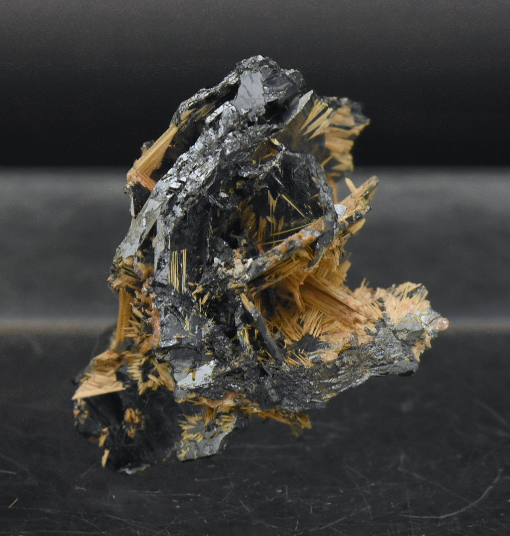 Golden Rutile with Hematite Mineral Specimen - Brazil