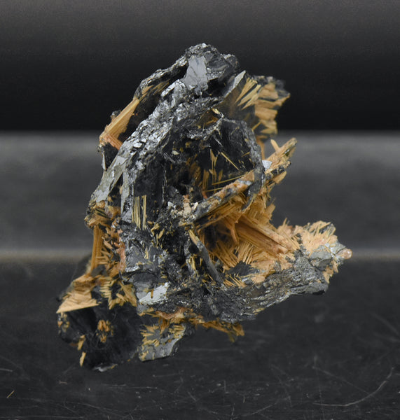 Golden Rutile with Hematite Mineral Specimen - Brazil