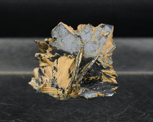 Golden Rutile with Hematite Mineral Specimen - Brazil