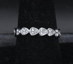 Sterling Silver Rhinestone Heart Band - Size 8.5