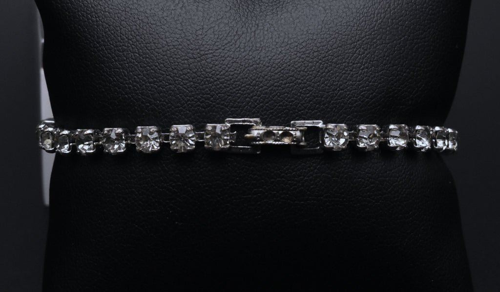 Vintage Silver Tone and Rhinestone Bracelet