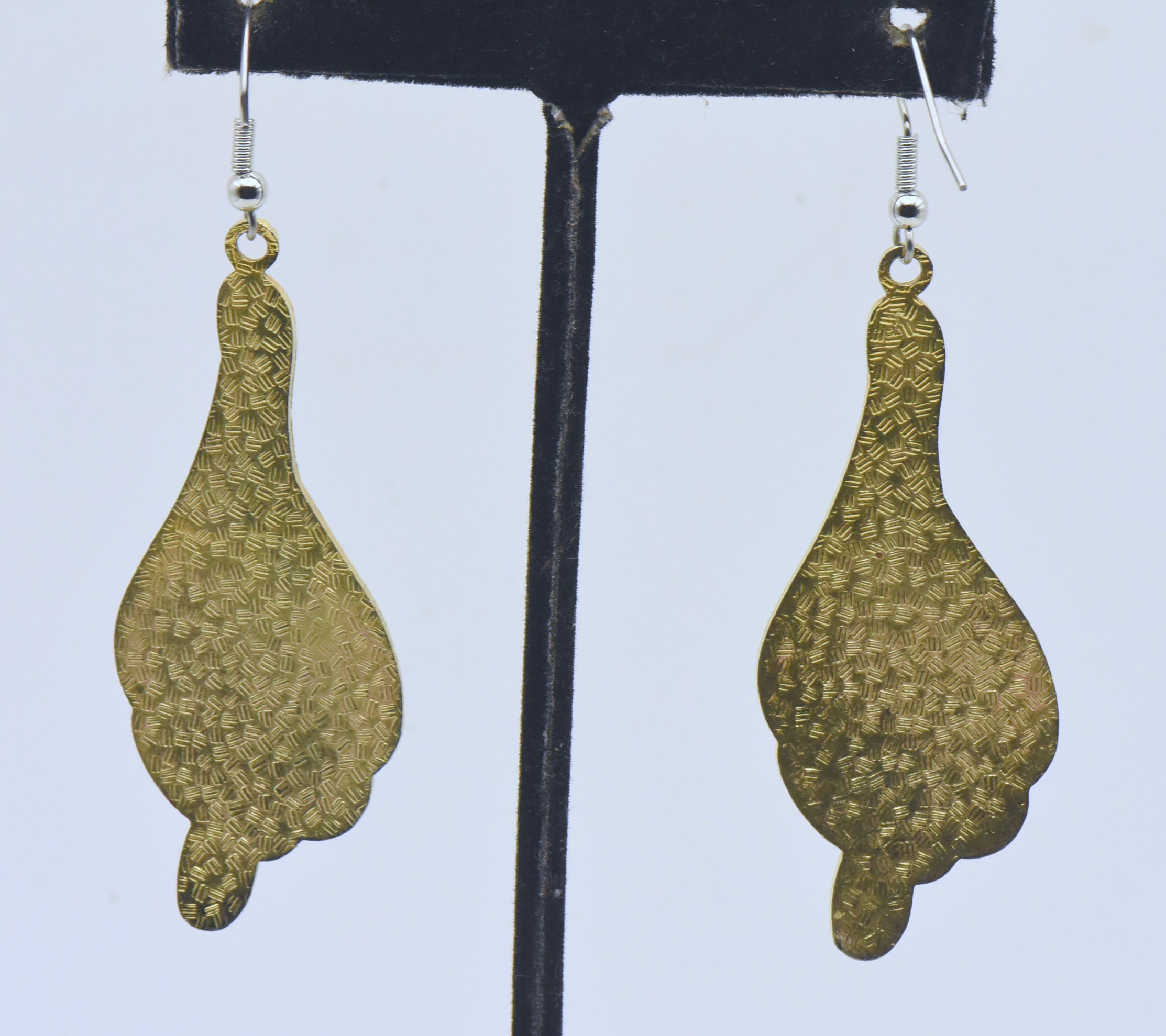 Vintage Gold Tone and Enamel Floral Dangle Earrings