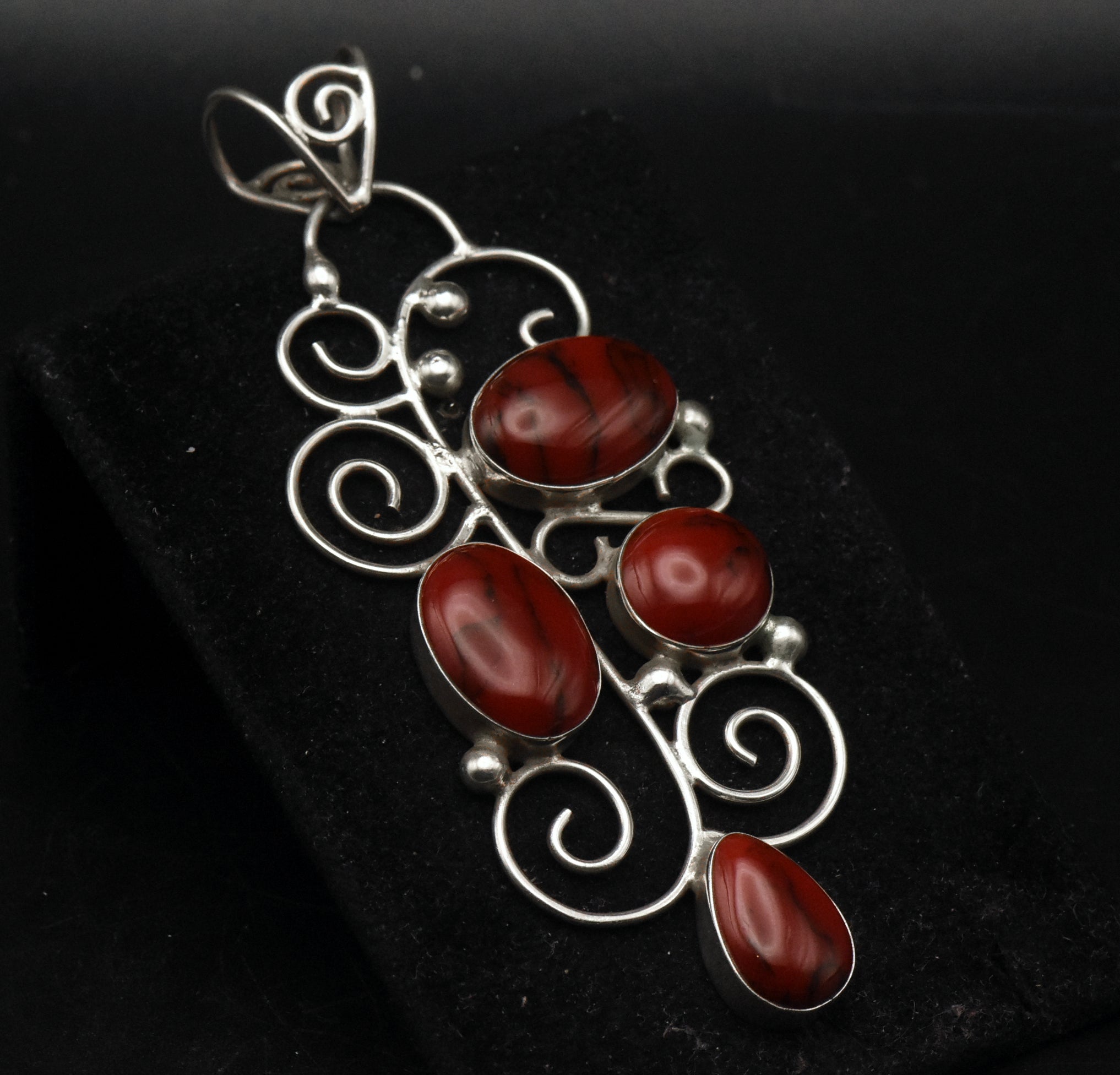 Vintage Handmade Sterling Silver Imitation Red Jasper Pendant