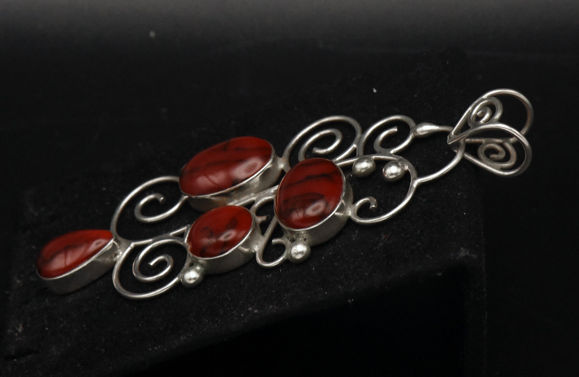 Vintage Handmade Sterling Silver Imitation Red Jasper Pendant