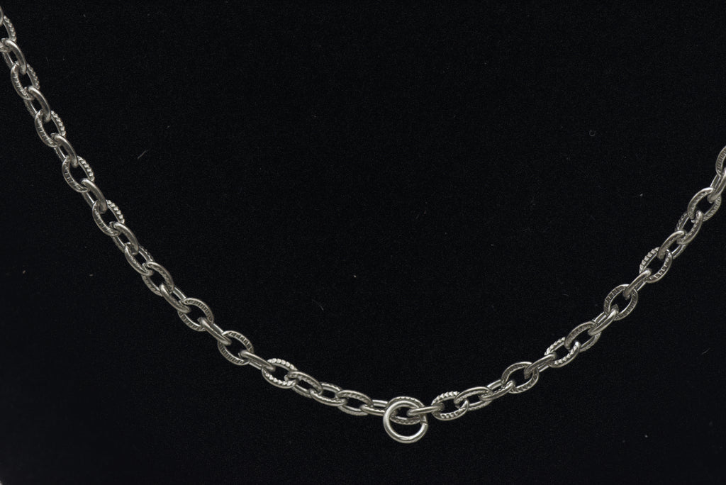 Vintage Silver Tone Metal Textured Rolo Link Chain Necklace - 24"
