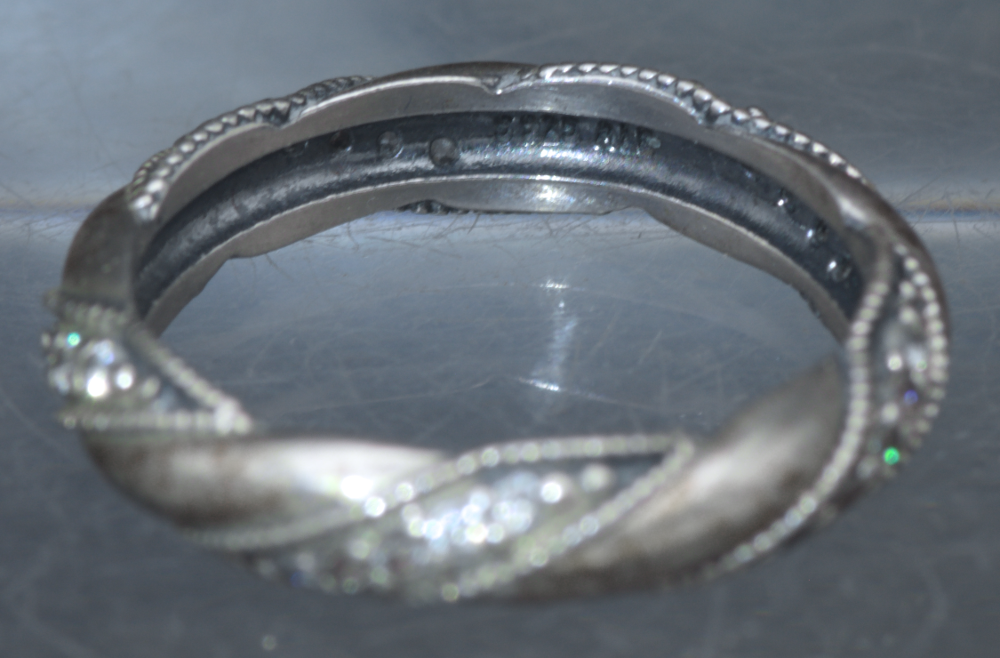 Pandora - Vintage Sterling Silver "Ribbon of Love" CZ Band - Size 6