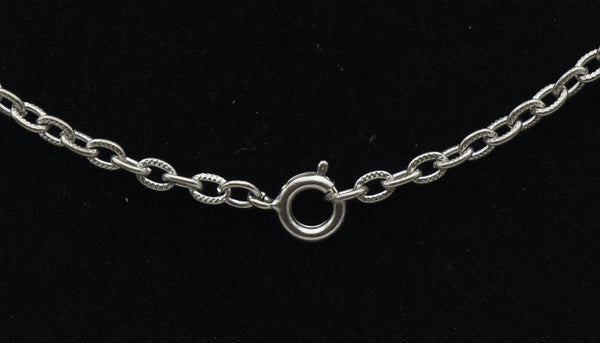 Vintage Silver Tone Metal Textured Rolo Link Chain Necklace - 24"