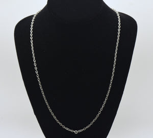 Vintage Silver Tone Metal Textured Rolo Link Chain Necklace - 24"