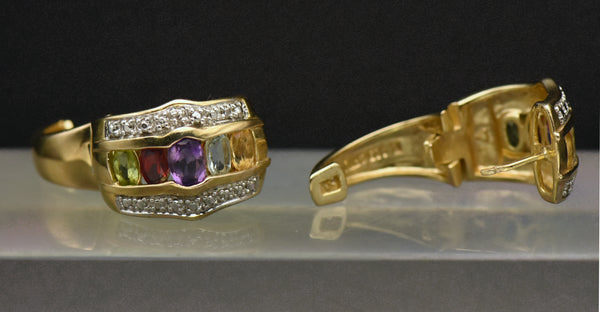 Ross-Simons - Vintage Vermeil Multi Gem Huggie Earrings