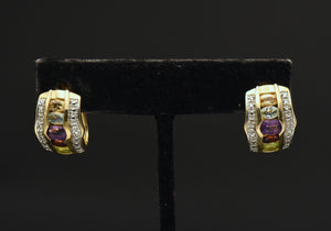 Ross-Simons - Vintage Vermeil Multi Gem Huggie Earrings