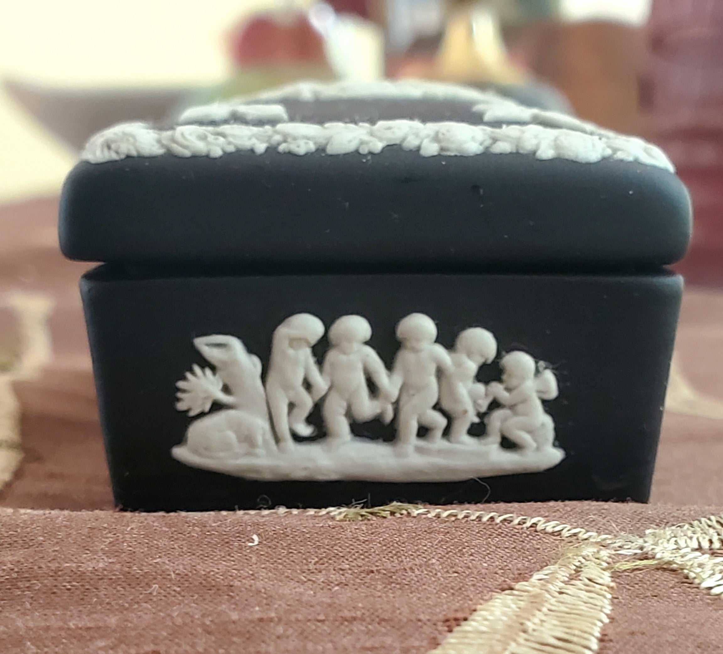Wedgwood - Vintage Basalt Jasperware Rectangular Trinket Box