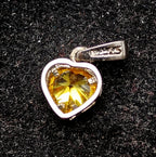 Vintage Yellow Garnet and Glass Doublet Sterling Silver Heart Pendant