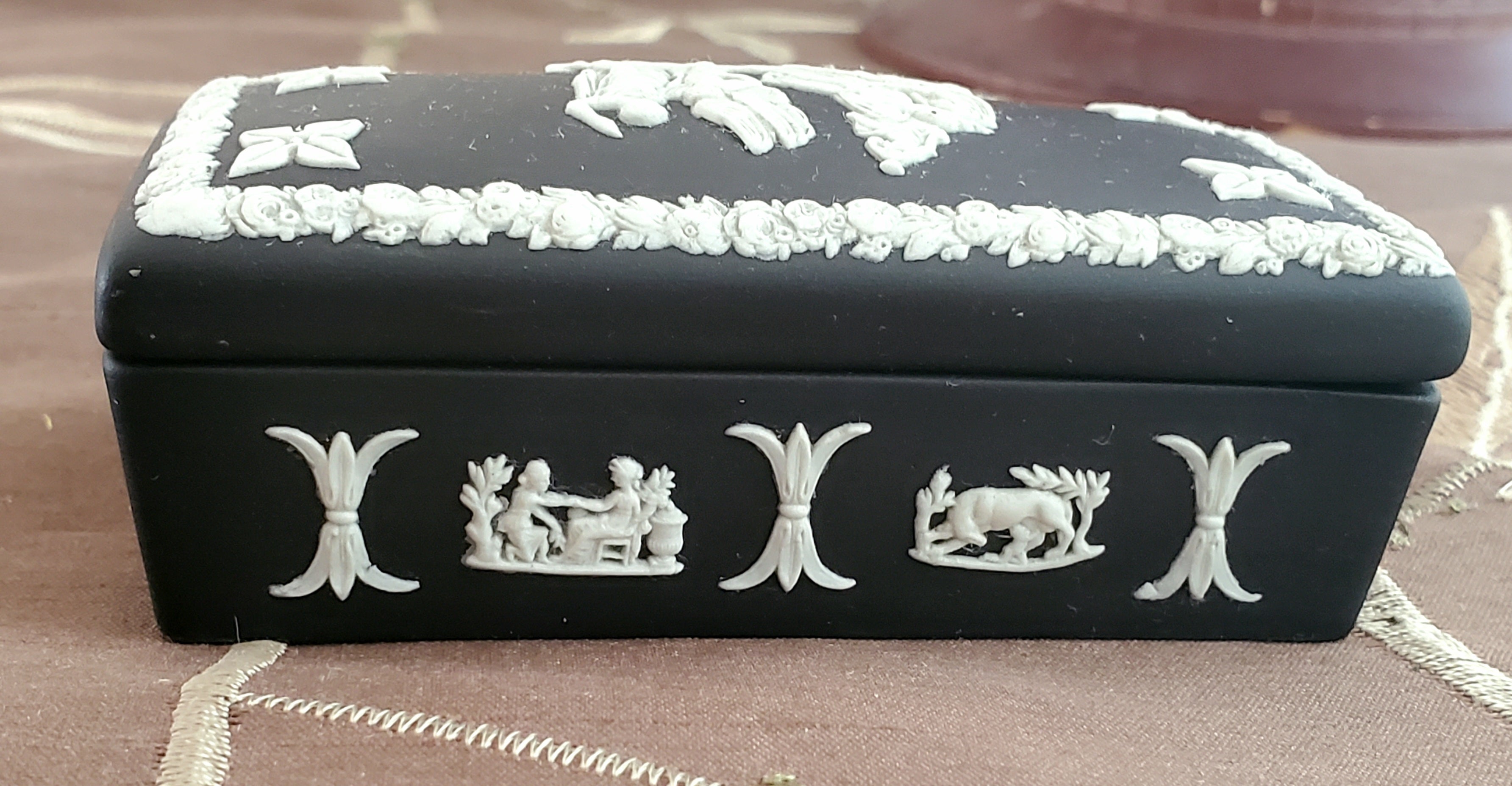 Wedgwood - Vintage Basalt Jasperware Rectangular Trinket Box