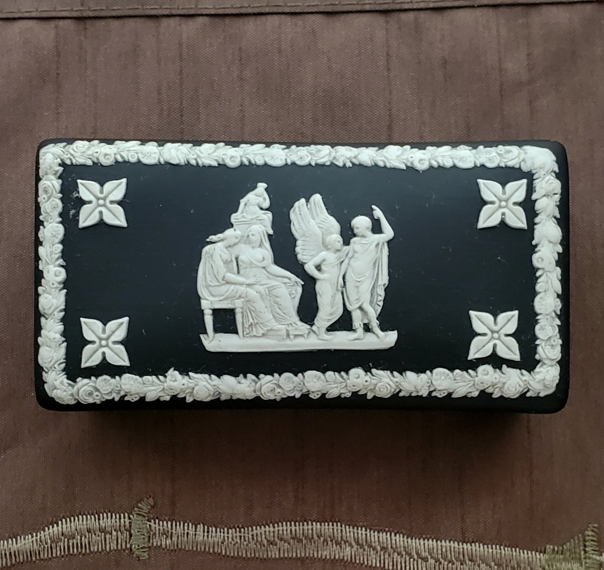 Wedgwood - Vintage Basalt Jasperware Rectangular Trinket Box