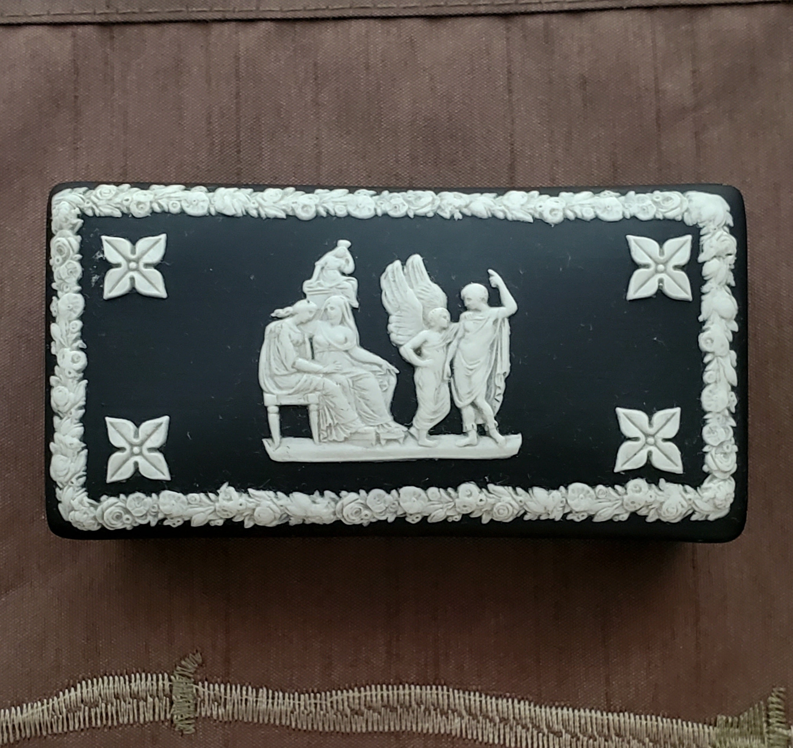 Wedgwood - Vintage Basalt Jasperware Rectangular Trinket Box