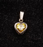 Vintage Yellow Garnet and Glass Doublet Sterling Silver Heart Pendant