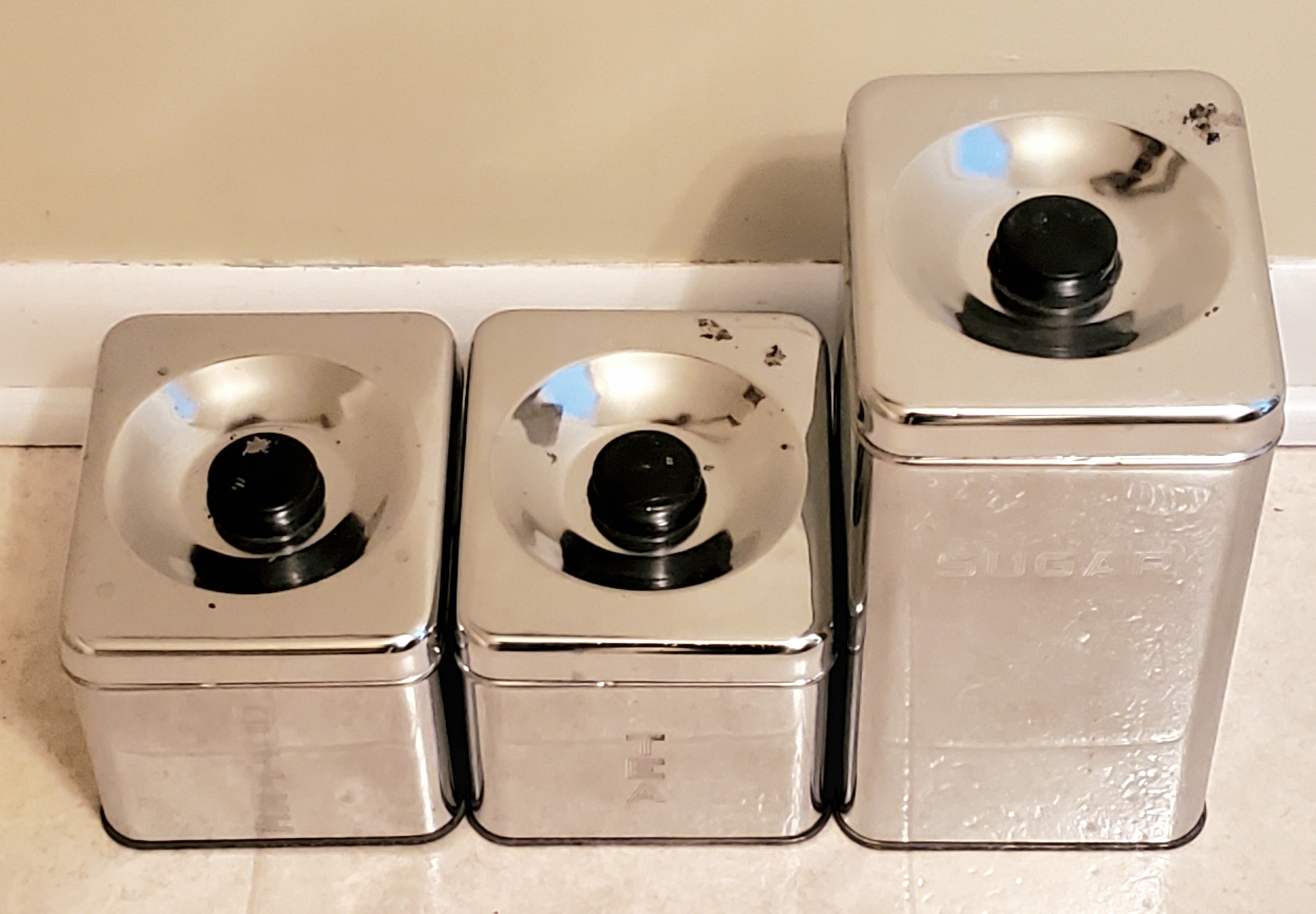 Vintage Lincoln Beautyware Chrome Kitchen Canisters